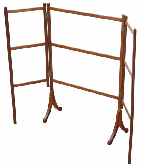 Antique 19th Century Mahogany Folding Clothes Horse / Towel Rail Stand – Quality