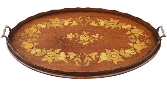 Antique 19th Century Inlaid Mahogany Serving Tray – Fine Quality