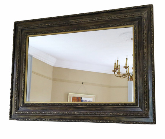 Antique 19th Century Gilt & Oak Finished Overmantle Wall Mirror – Fine Quality