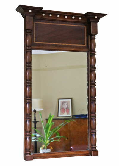 Antique 19th Century Mahogany Framed Overmantle Wall Mirror – Fine Quality