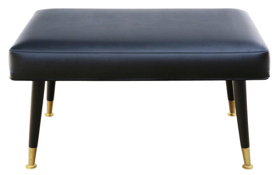Retro vintage mid-century black vinyl stool – Quality (5096)