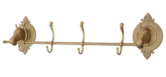Horses Vintage Retro c.1960 Brass Metal Hall Coat & Hat Stand- Quality (8960)