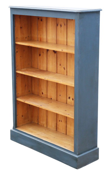 Large Vintage Retro Quality Blue/Grey Painted Adjustable Bookcase Display Shelves (8963)