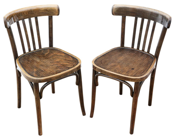 Antique Retro Mid-Century Pair of Bentwood Bistro Dining Chairs – Quality Thonet Yugoslavia