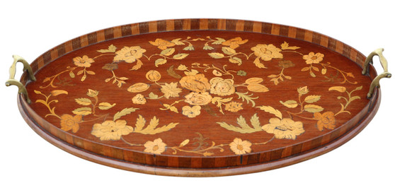 Antique 19th Century Inlaid Mahogany Serving Tray – Fine Quality (8999)
