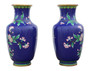 Antique large quality pair of handed mid 20th Century Chinese cloisonne vases.