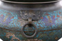 Antique large quality Chinese bronze champleve planter bowl Late 19th Century