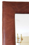 Reclaimed large quality brown leather wall mirror or overmantle from Hoste Arms, Burnham Market