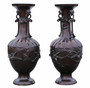 Antique very large pair of fine quality presentation Japanese bronze vases dated 1903 Meiji Period