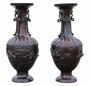 Antique very large pair of fine quality presentation Japanese bronze vases dated 1903 Meiji Period