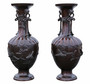 Antique very large pair of fine quality presentation Japanese bronze vases dated 1903 Meiji Period