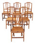 Antique quality set of 6 (5 plus 1) elm kitchen dining chairs 19th Century