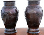 Antique large pair of fine quality Japanese bronze vases 19th Century Meiji Period