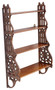 Antique quality Victorian Gothic C1900 fret cut oak bookcase wall shelves