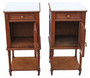 Antique quality pair of French bedside tables cupboards marble