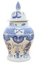Antique Chinese Oriental blue & white ceramic ginger jar with lid
