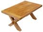 Vintage Solid Light Oak Coffee Table - Quality Occasional Side Table with X-Stretcher Base