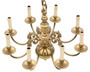 Antique Vintage Ormolu Brass Chandelier with 8 Lamps/Arms