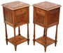 Pair of Antique French Walnut Bedside Tables with Marble Tops - High-Quality Vintage Cupboards