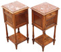 Pair of Antique French Walnut Bedside Tables with Marble Tops - High-Quality Vintage Cupboards