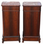 Antique c.1910 Pair of Tall Parquetry Veneer Bedside Tables – Fine Quality Nightstands (8766)