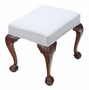 Antique c.1900 Mahogany Upholstered Stool – Fine Quality, with Ball & Claw Feet