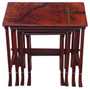 Antique c.1900 Japanese Red Lacquer Nest of 4 Side / Occasional Tables – Fine Quality
