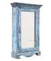 Antique c.1900 Distressed Blue Painted Cabinet Mirror – Early 20th Century Cupboard/ Shelving 