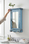 Antique c.1900 Distressed Blue Painted Cabinet Mirror – Early 20th Century Cupboard/ Shelving 