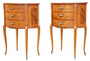 Vintage Retro French Pair of Marquetry Bedside Tables – Mid-20th Century Nightstands (8950)