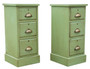Quality Pair of Antique Vintage Green Painted Bedside Tables / Chests /Cupboards C1900 (8955)