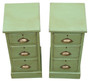 Quality Pair of Antique Vintage Green Painted Bedside Tables / Chests /Cupboards C1900 (8955)
