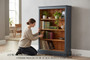 Large Vintage Retro Quality Blue/Grey Painted Adjustable Bookcase Display Shelves (8963)