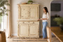 Quality Antique 19th Century Distressed Cream Painted Cupboard Sideboard Dresser (8946)