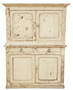 Quality Antique 19th Century Distressed Cream Painted Cupboard Sideboard Dresser (8946)