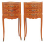Vintage Retro French Pair of Marquetry Bedside Tables – Mid-20th Century Nightstands (8972)