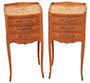 Vintage Retro French Pair of Marquetry Bedside Tables – Mid-20th Century Nightstands (8972)