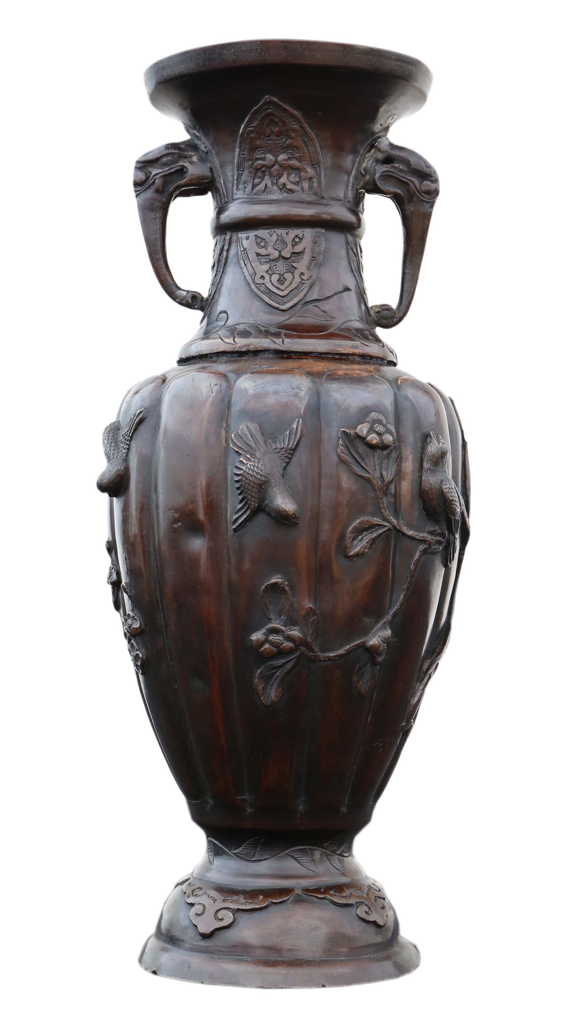 工芸品 Japanese Bronze Glazed Vase with Handles Japanese Bronze Glazed Vase with Handles
