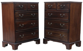 Antique c.1900 Mahogany Pair of Bedside Tables – Fine Quality Nightstands or Small Chests of Drawers (8718)