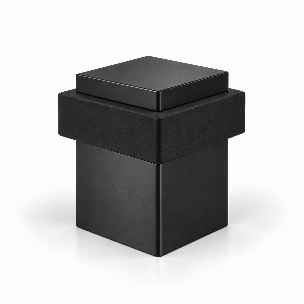 Square Floor Mount Door Stop 03, Matte Black Powder Coated Finish, 304 Grade Stainless Steel Alloy