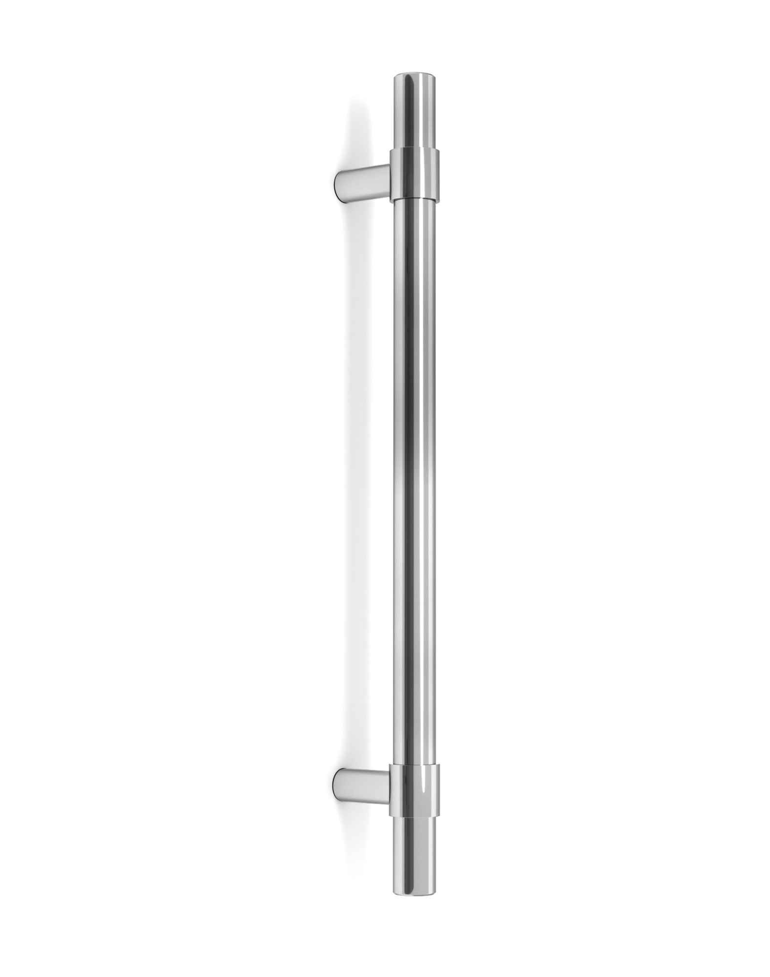 Pro-Line Series:  One Sided Ladder Pull Handle with Collar Mounting Posts, Polished US32/629 Finish, 304 Grade Stainless Steel Alloy