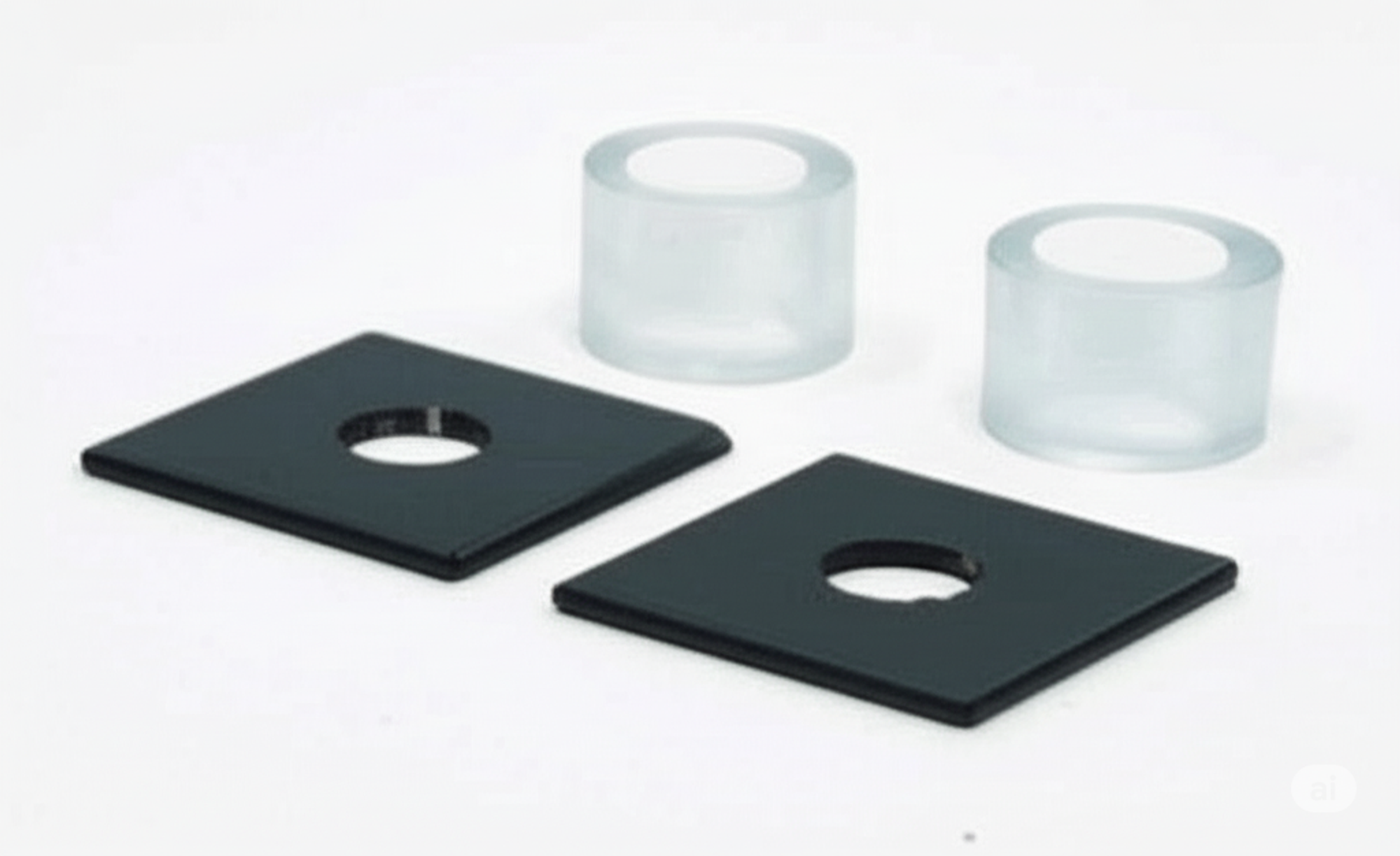 Square Metal Gaskets (Washers) and Plastic Bushings for Pull Handles, Stainless Steel, Pack of 2 Square Metal Gaskets (Washers) and Plastic Bushings for Pull Handles, Stainless Steel, Pack of 2