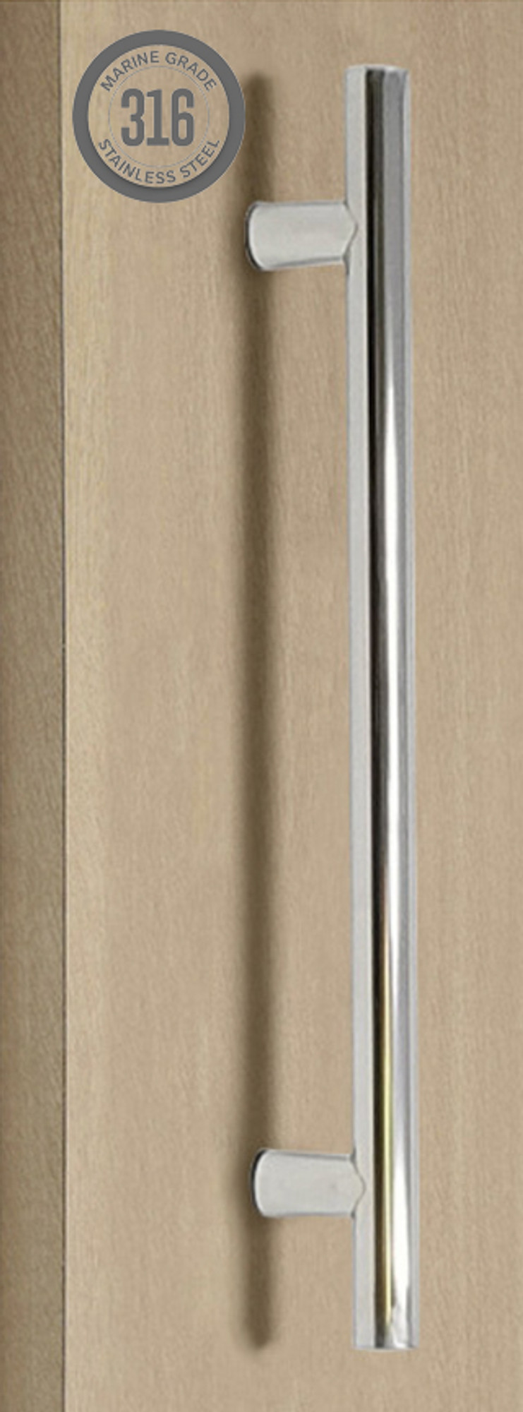 Pro-Line Series: One Sided Ladder Pull Handle, Polished US32/629 Finish, 316 Grade Stainless Steel Alloy