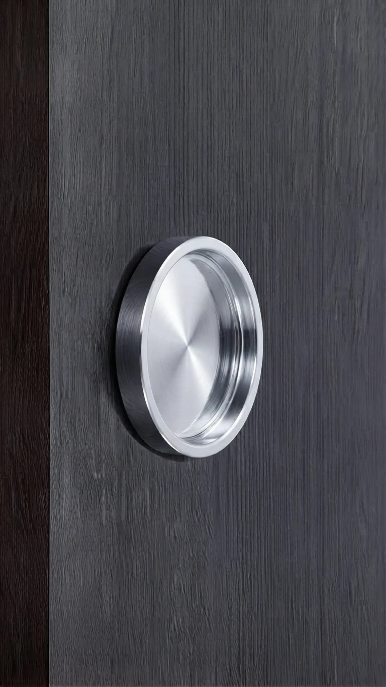 Back View Round Handle Back-to-Back - 2.5" Diameter - For Wood and Glass Doors (Brushed Satin Stainless Steel Finish)