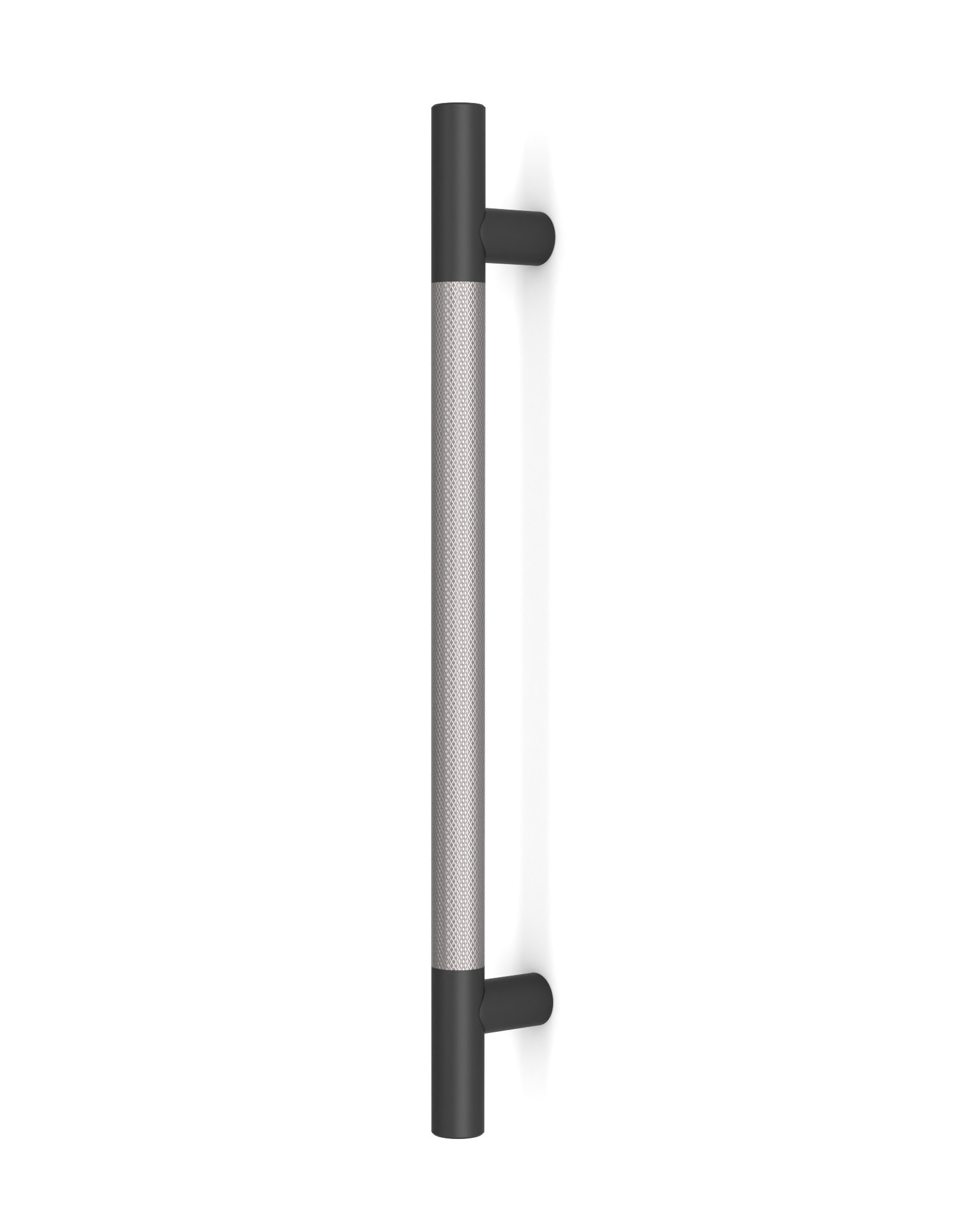 Pro-Line Designer Series: Knurled Ladder Pull Handle - Back-to-Back, Brushed Satin Finish Grip / Matte Black Powder Coated Finish Ends, 316 Exterior Grade Stainless Steel Alloy
