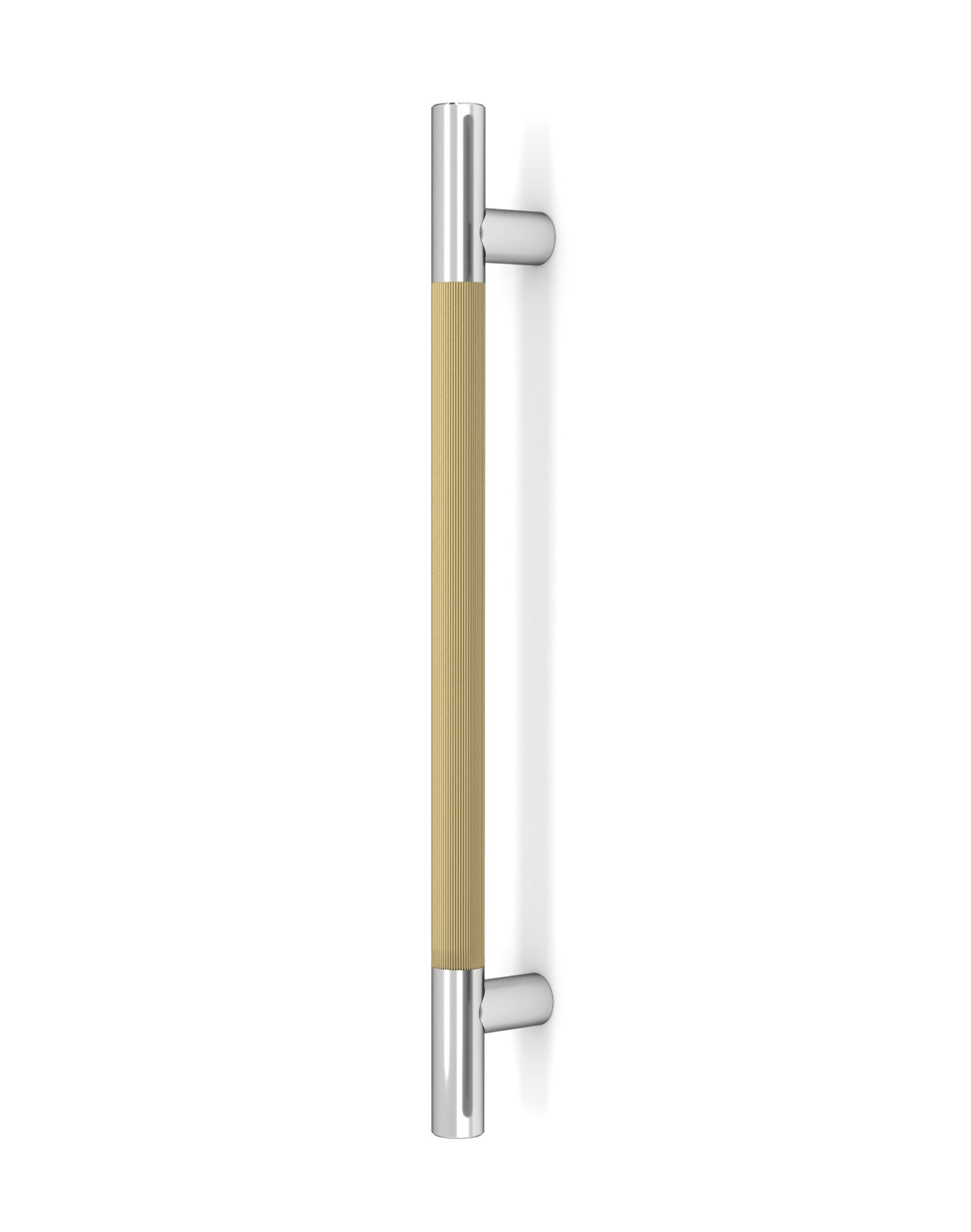 Pro-Line Designer Series: Fluted Ladder Pull Handle - Back-to-Back, Satin Brass Finish Grip / Polished Finish Ends, 316 Exterior Grade Stainless Steel Alloy Pro-Line Designer Series: Fluted Ladder Pull Handle - Back-to-Back, Satin Brass Finish Grip / Polished Finish Ends, 316 Exterior Grade Stainless Steel Alloy