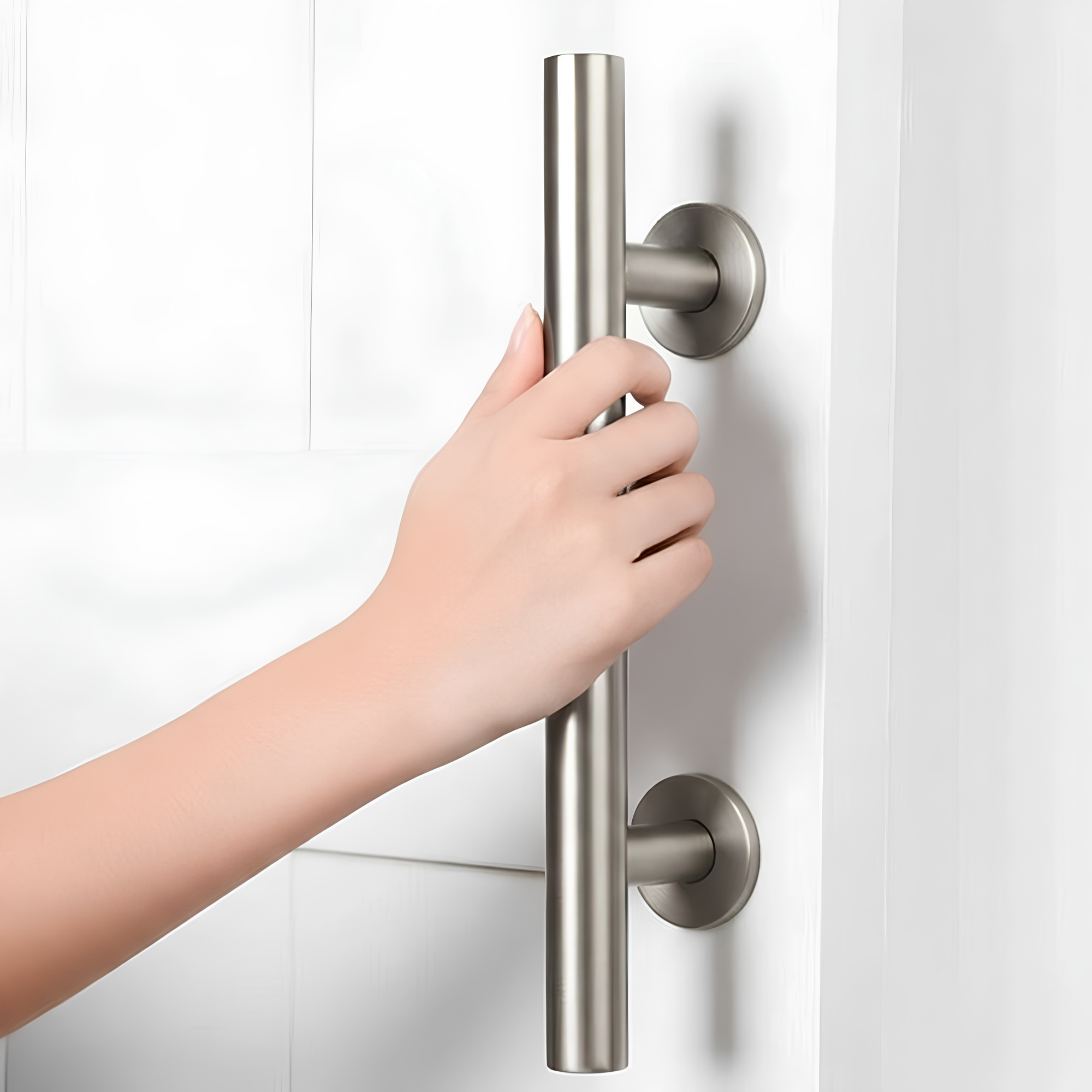 Barn Door Pull and Flush Tubular Door Handle Set (Brushed Satin Stainless Steel Finish)