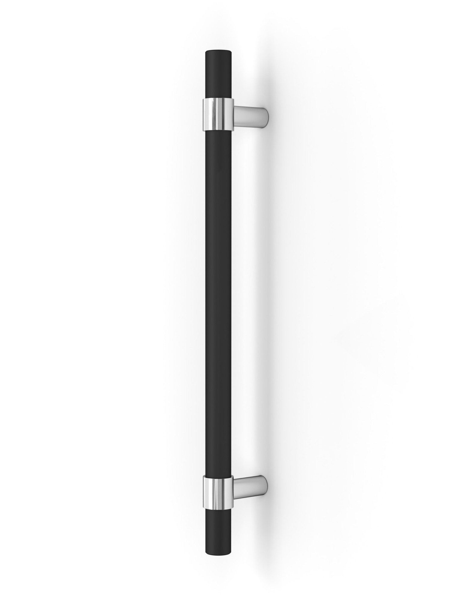 Pro-Line Designer Series: Collar Mounted Ladder Pull Handle - Back-to-Back, Matte Black Powder Coated / Polished Posts, 316 Exterior Grade Stainless Steel Alloy Pro-Line Designer Series: Collar Mounted Ladder Pull Handle - Back-to-Back, Matte Black Powder Coated / Polished Posts, 316 Exterior Grade Stainless Steel Alloy