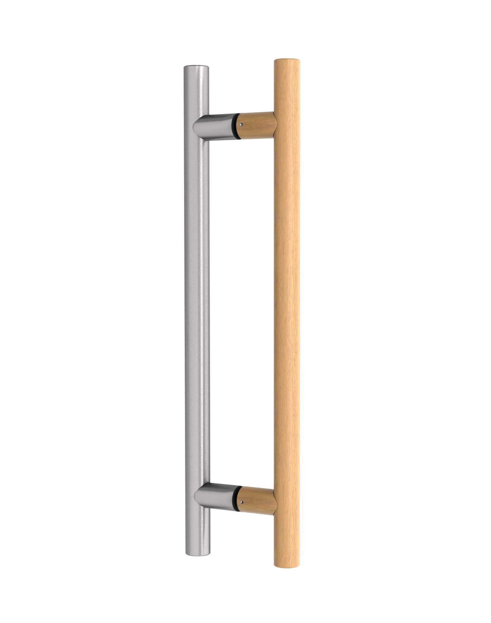 Pro-Line Series:  Ladder Pull Handle - Back-to-Back, Solid Beech Wood in a Natural Finish (Interior) and SS316 Stainless Steel in a Brushed Satin Finish (Exterior)