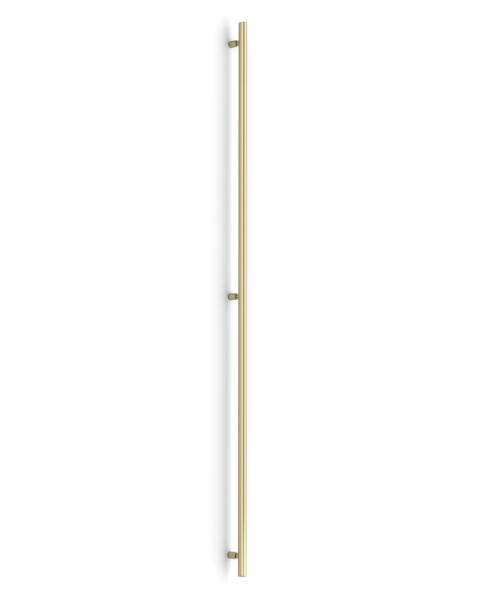 Pro-Line Floating Neck Series: One-Sided 84 inch Ladder Pull Handle with 3-hole mounting, Satin Brass Finish, 316 Grade Stainless Steel Alloy